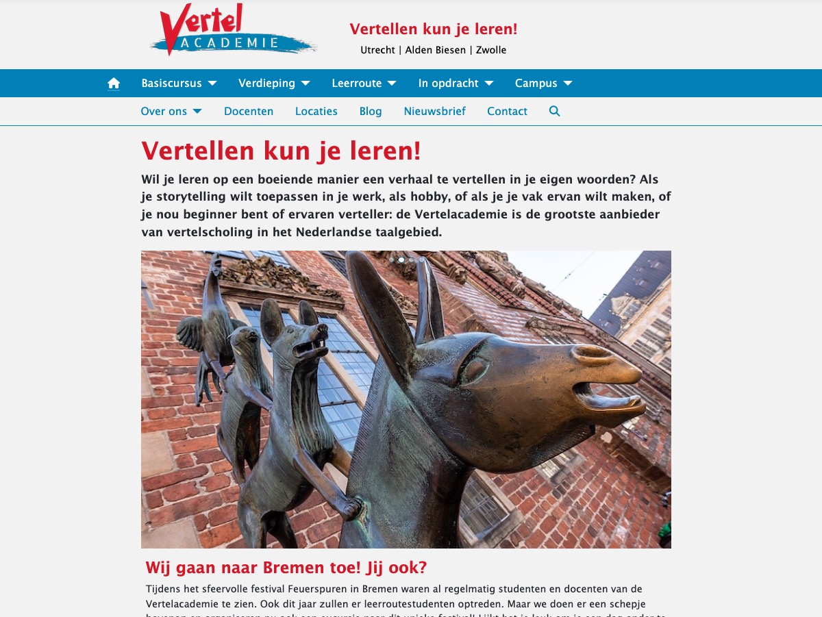 Studio De Oorzaak portfolio: website Vertelacademie.nl
