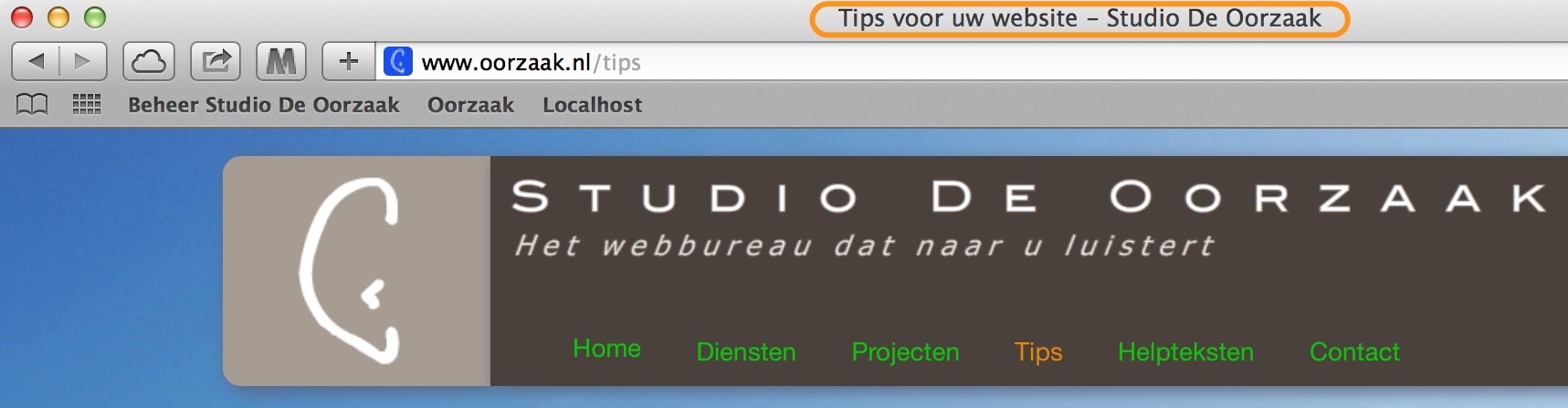 Tips voor uw website Studio De Oorzaak